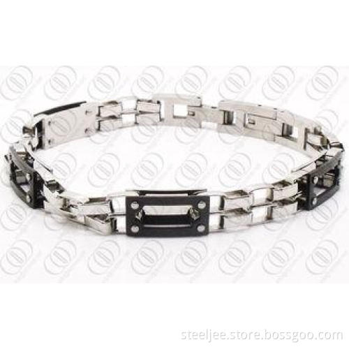 Partial PVD Black Fashion Bracelets for Women , Chain Link